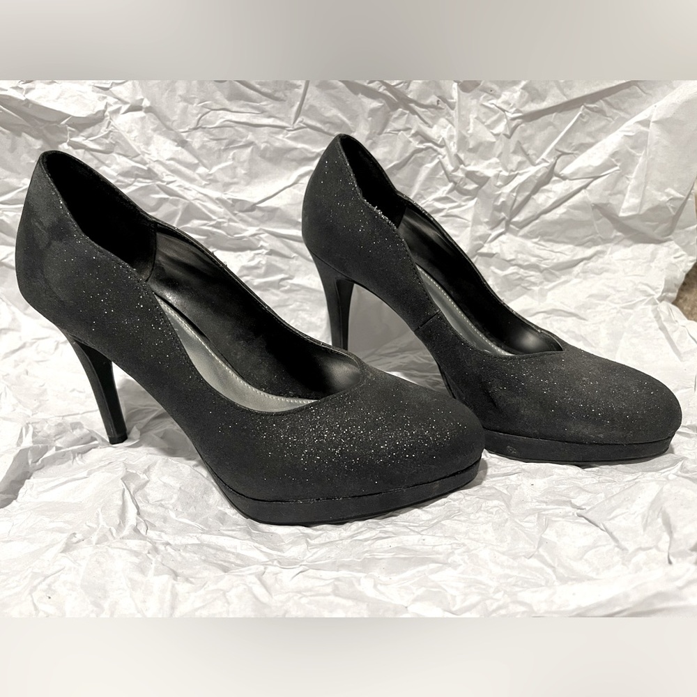 Black Glitter Heels